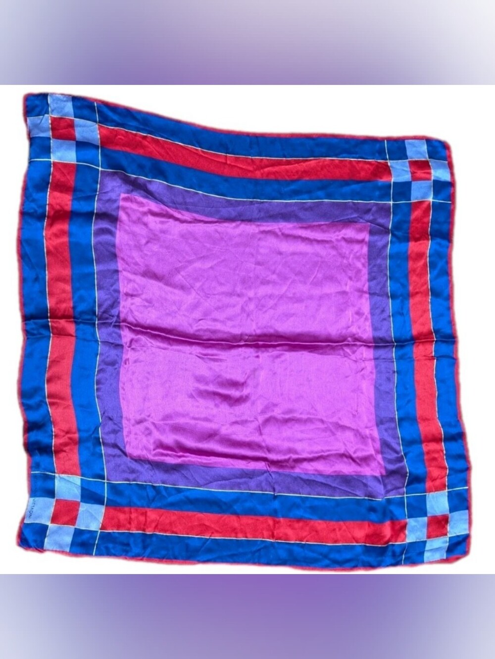 VINTAGE ADRIENNE VITTADINI LARGE SILK GEOMETRIC - SCARF 30" SQUARE